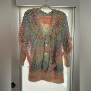 Rainbow oversized Knit Cardigan with Cape | Pride